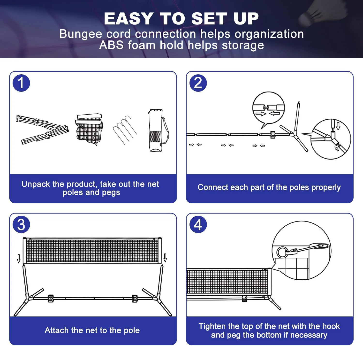Badminton Bag - شبكة رياضية متعددة الاستخدامات من الصلب