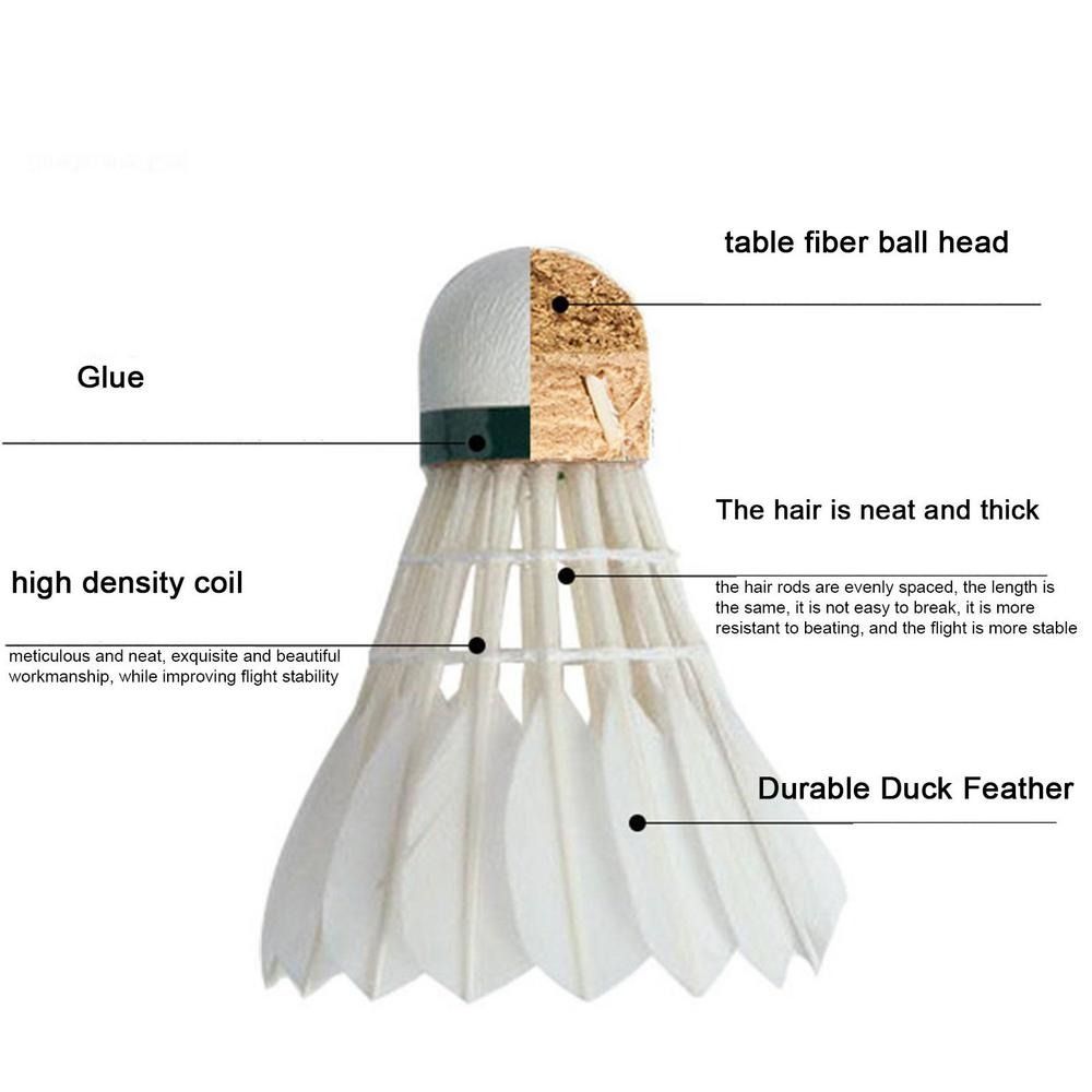 12 قطعة المهنية الأبيض أوزة ري - مراجعة Feather Shuttlecock وسعره